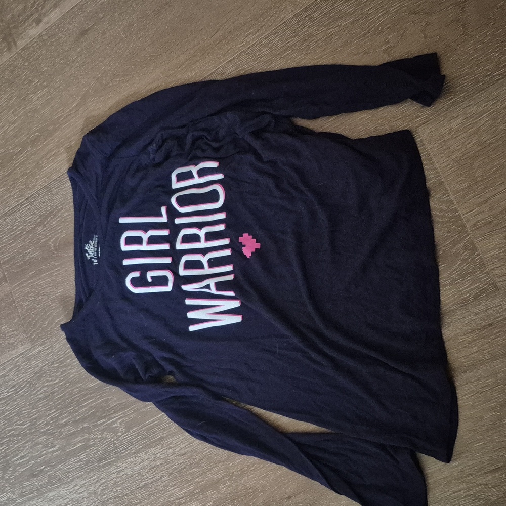 Justice Navy 'Girl Warrior' Long Sleeve Tee